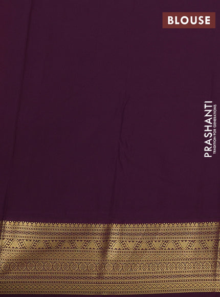 Semi kanchipuram silk saree mustard yellow and purple with allover zari weaves & buttas and zari woven border