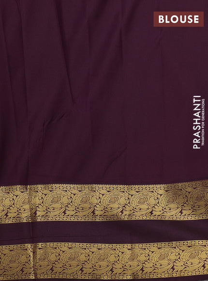 Semi kanchipuram silk saree sandal and deep maroon with allover zari woven buttas and rettapet zari woven border