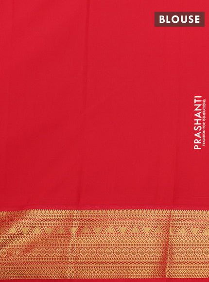 Semi kanchipuram silk saree lavender and red with allover zari weaves & buttas and zari woven korvai border