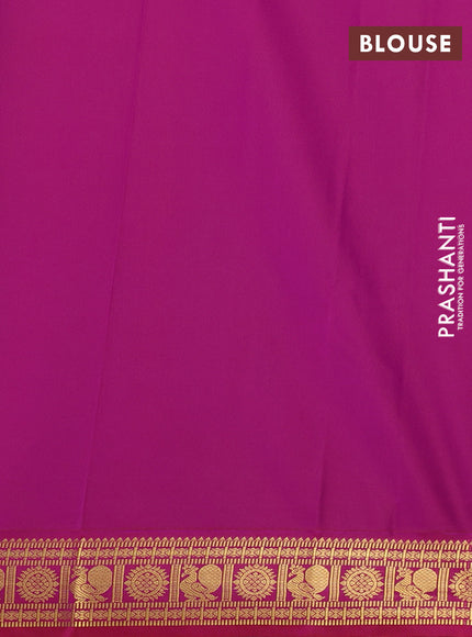 Semi kanchipuram silk saree royal blue and pink with zari woven buttas and zari woven border