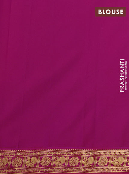 Semi kanchipuram silk saree green and pink with zari woven buttas and zari woven border