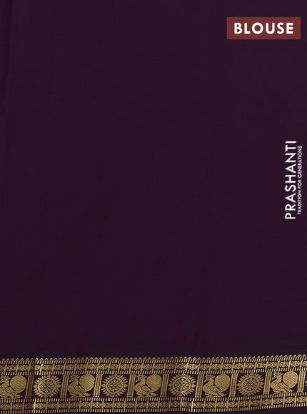Semi kanchipuram silk saree light blue and deep purple with allover zari woven buttas and zari woven korvai border