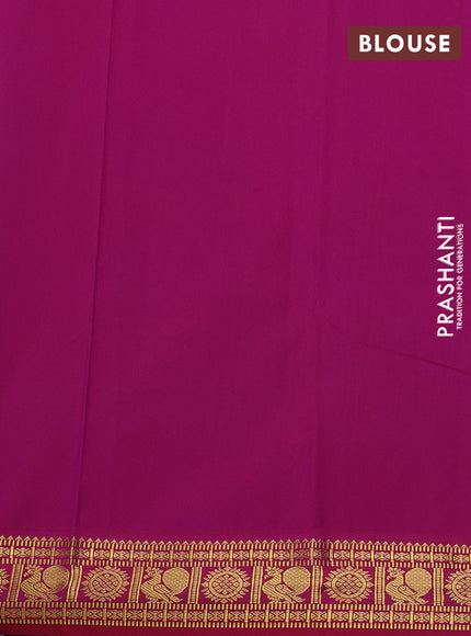 Semi kanchipuram silk saree green and pink with zari woven buttas and zari woven border