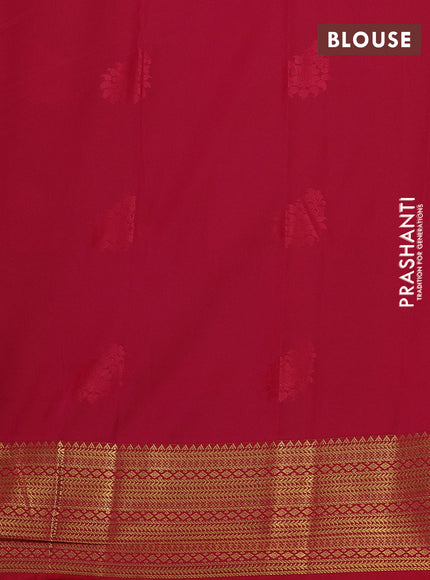 Semi kanchipuram silk saree dark peach and red with zari woven buttas and zari woven border