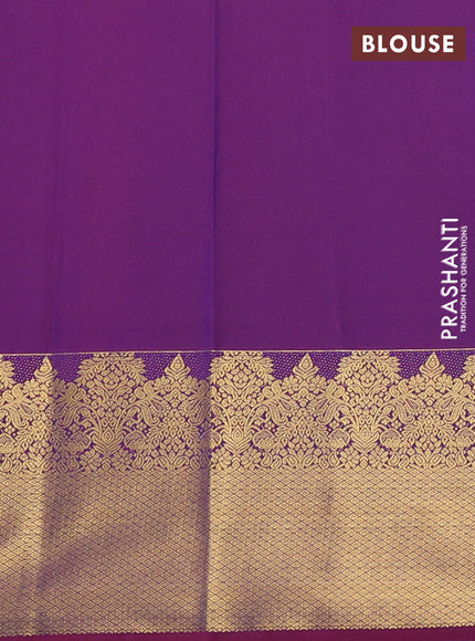 Semi kanchipuram silk saree blue and maroon with zari woven buttas and long zari woven border