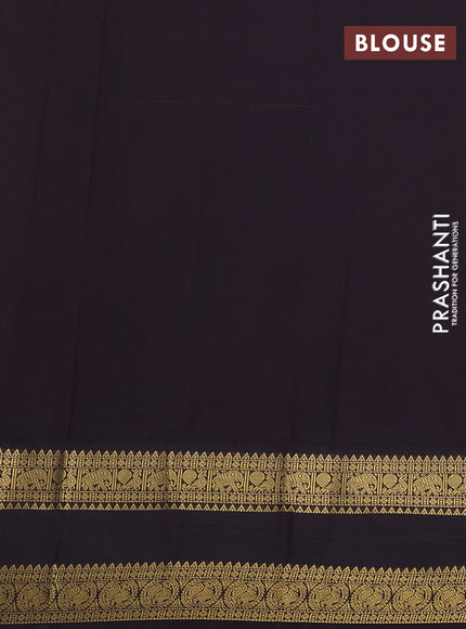 Semi kanchipuram silk saree dark mustard and coffee brown with zari woven buttas and rettapet zari woven border