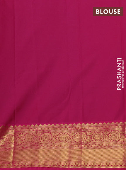 Semi kanchipuram silk saree navy blue and pink with zari woven buttas and zari woven border