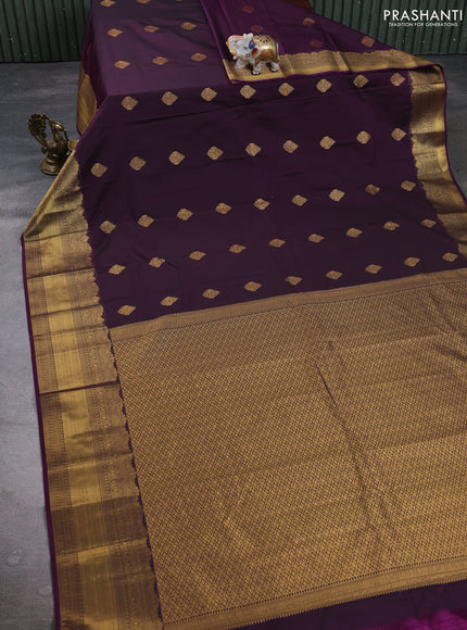 Semi kanchipuram silk saree purple with zari woven buttas and zari woven border