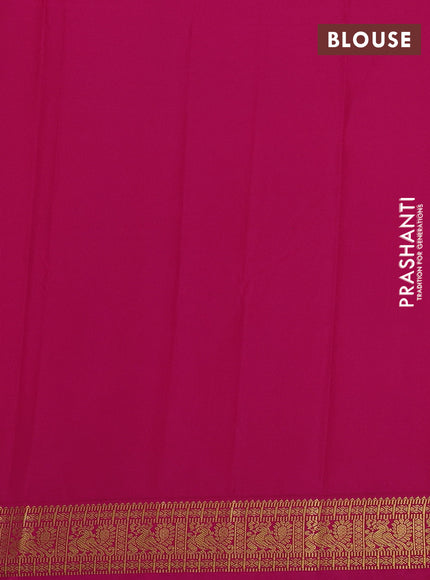 Semi kanchipuram silk saree grey and pink with zari woven buttas and zari woven border