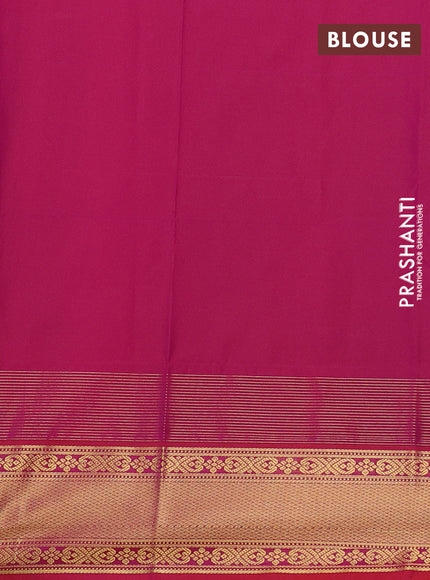 Semi kanchipuram silk saree bottle green and maroon with zari woven buttas and long zari woven korvai border