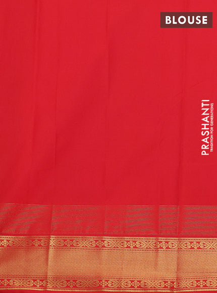 Semi kanchipuram silk saree navy blue and red with zari woven buttas and long zari woven korvai border