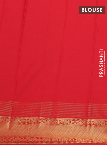 Semi kanchipuram silk saree royal blue and red with zari woven buttas and long zari woven korvai border
