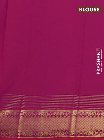 Semi kanchipuram silk saree green and pink with zari woven buttas and long zari woven korvai border