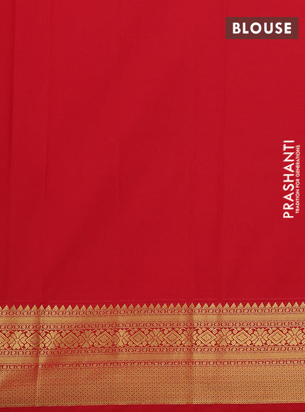 Semi kanchipuram silk saree blue and red with allover zari weaves & buttas and zari woven korvai border