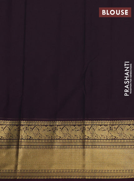 Semi kanchipuram silk saree cream and deep maroon with zari woven buttas and long zari woven border