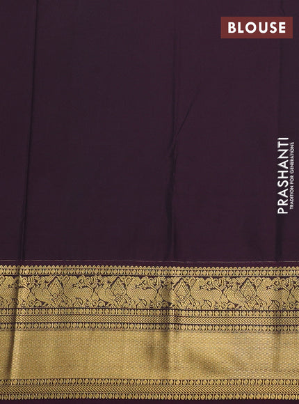 Semi kanchipuram silk saree red and deep maroon with zari woven buttas and zari woven border