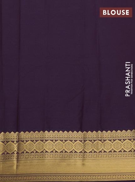 Semi kanchipuram silk saree lime green and deep purple with allover zari weaves & buttas and zari woven korvai border