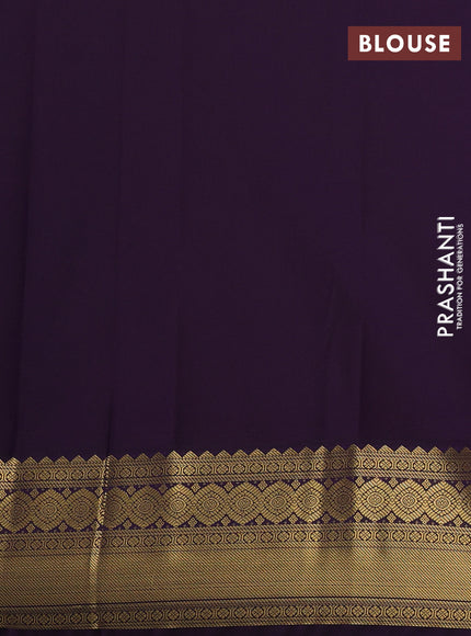 Semi kanchipuram silk saree rust shade and deep purple with allover zari weaves & buttas and zari woven border