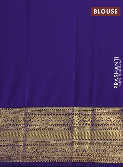 Semi kanchipuram silk saree pink and navy blue with allover zari weaves & buttas and zari woven border