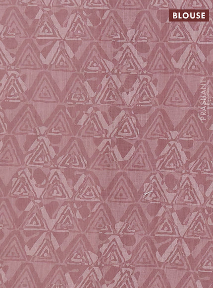 Khadi linen cotton saree pastel pink with embroidery buttas and kantha stitch work pallu & border