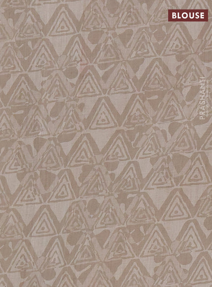 Khadi linen cotton saree beige with embroidery buttas and kantha stitch work pallu & border
