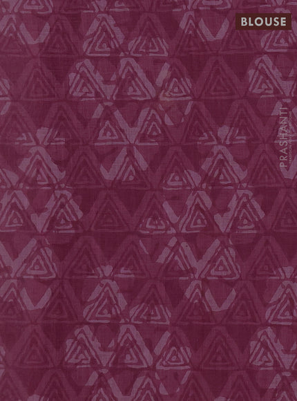 Khadi linen cotton saree wine shade with embroidery buttas and kantha stitch work pallu & border