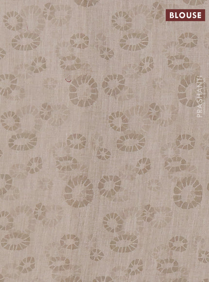 Khadi linen cotton saree beige with embroidery buttas and kantha stitch work pallu & border