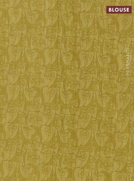 Khadi linen cotton saree lime yellow with embroidery buttas and kantha stitch work pallu & border