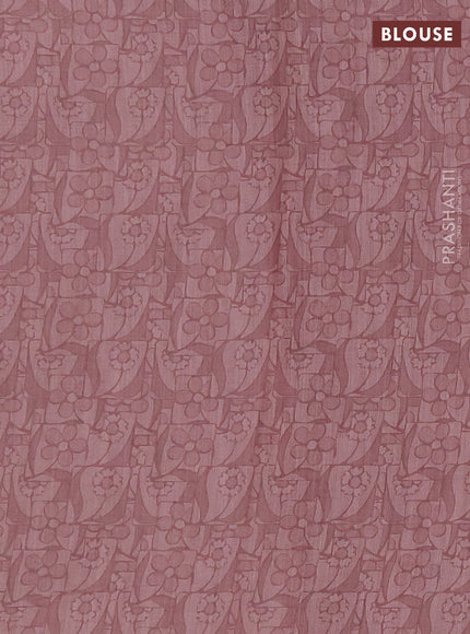 Khadi linen cotton saree pastel pink shade with embroidery buttas and kantha stitch work pallu & border