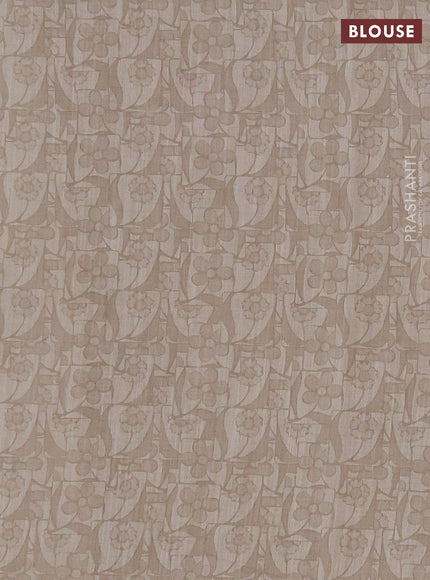 Khadi linen cotton saree beige with embroidery buttas and kantha stitch work pallu & border