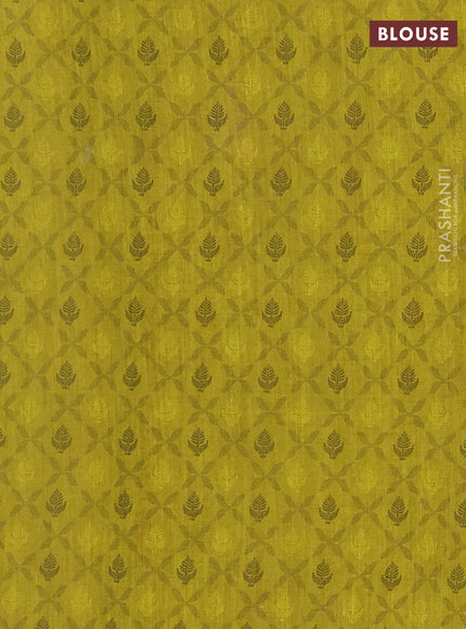 Khadi linen cotton saree lime green with floral embroidery buttas and kantha stitch work pallu & border