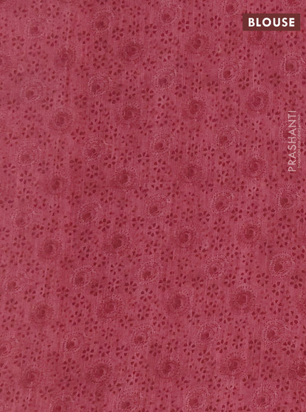 Khadi linen cotton saree peach pink with floral embroidery buttas and kantha stitch work pallu & border