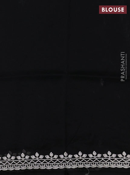 Organza saree black with embroidery buttas and embroidery border