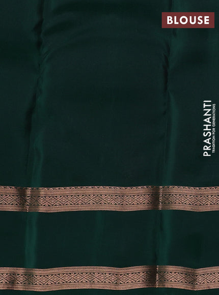 Kanchipuram silk saree purple and green with copper zari woven buttas and rettapet copper zari woven border