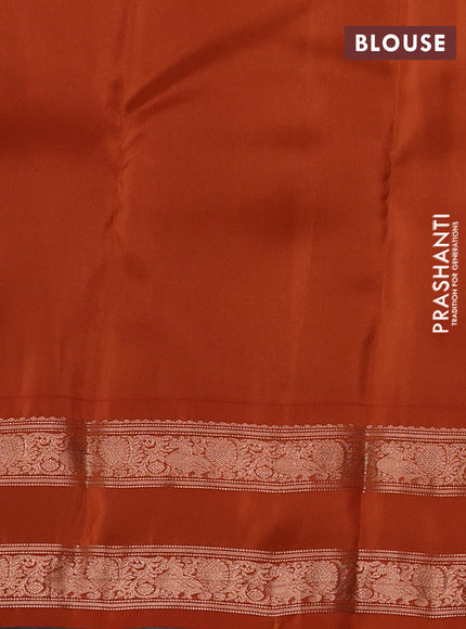 Kanchipuram silk saree mauve pink and rust shade with allover zari weaves & buttas and rettapet copper zari woven border