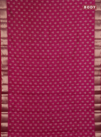 Semi raw silk saree pink with allover butta prints and zari woven border