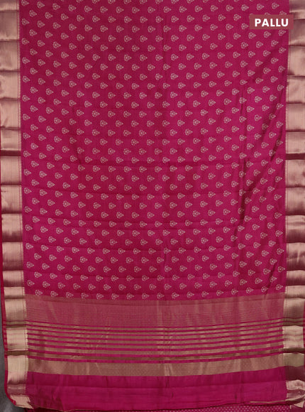 Semi raw silk saree pink with allover butta prints and zari woven border
