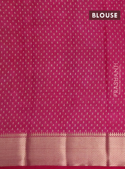 Semi raw silk saree pink with allover butta prints and zari woven border