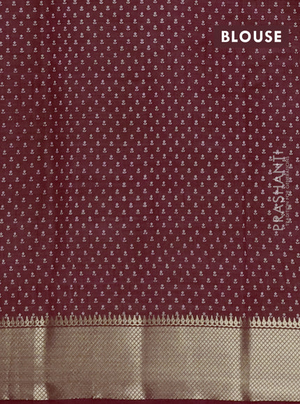 Semi raw silk saree maroon with allover butta prints and zari woven border