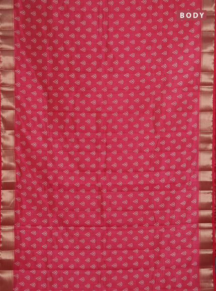 Semi raw silk saree pink shade with allover butta prints and zari woven border