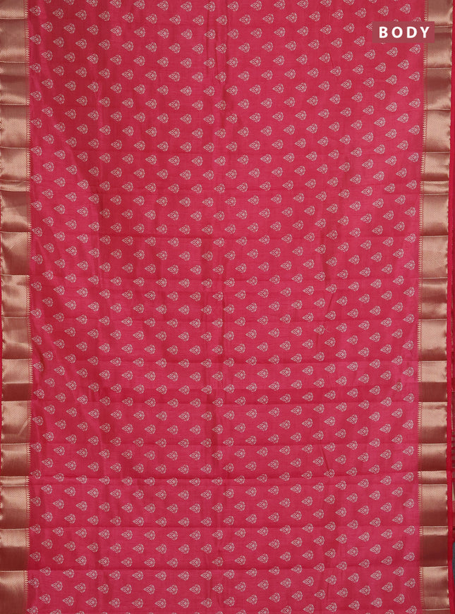 Semi raw silk saree pink shade with allover butta prints and zari woven border