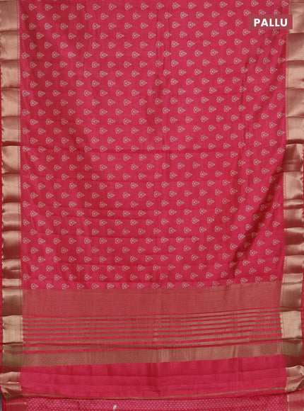 Semi raw silk saree pink shade with allover butta prints and zari woven border