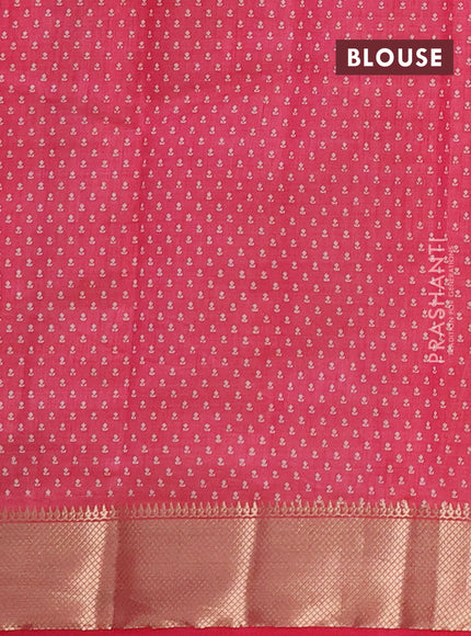 Semi raw silk saree pink shade with allover butta prints and zari woven border