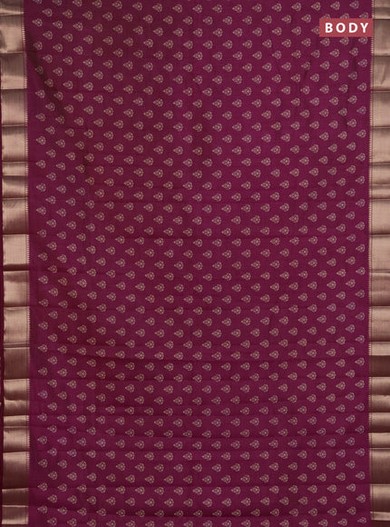 Semi raw silk saree wine shade with allover butta prints and zari woven border