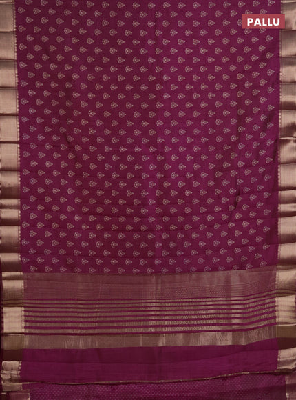Semi raw silk saree wine shade with allover butta prints and zari woven border