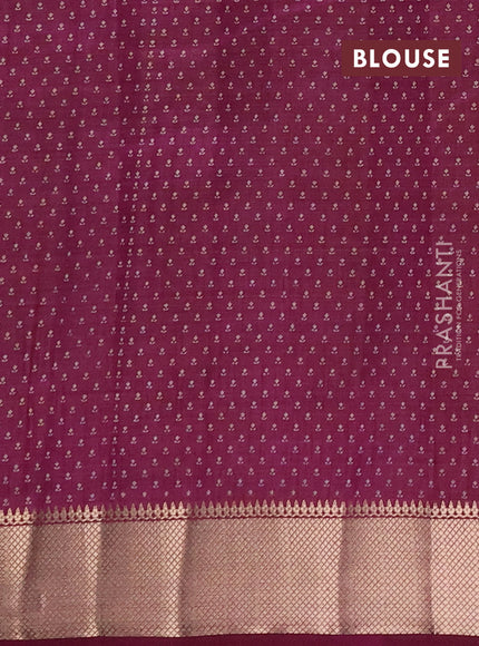 Semi raw silk saree wine shade with allover butta prints and zari woven border