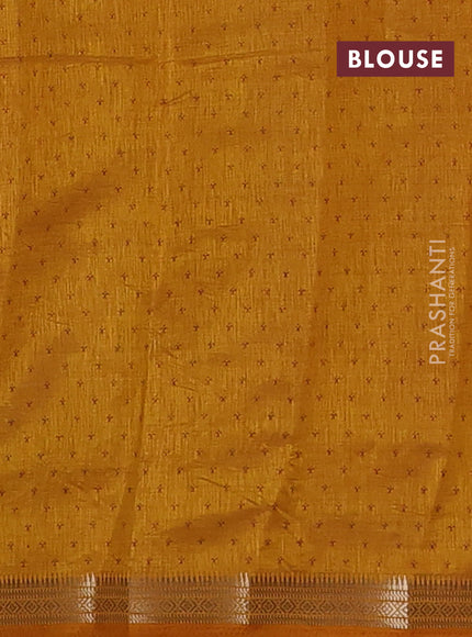 Semi raw silk saree mustard yellow with allover paisley butta prints and zari woven border