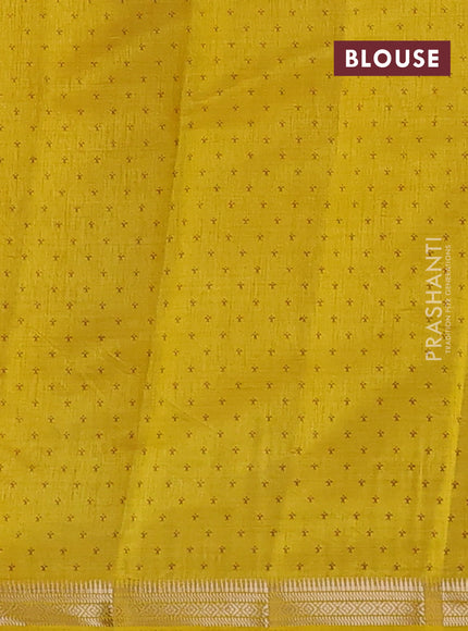 Semi raw silk saree mustard yellow with allover paisley butta prints and zari woven border