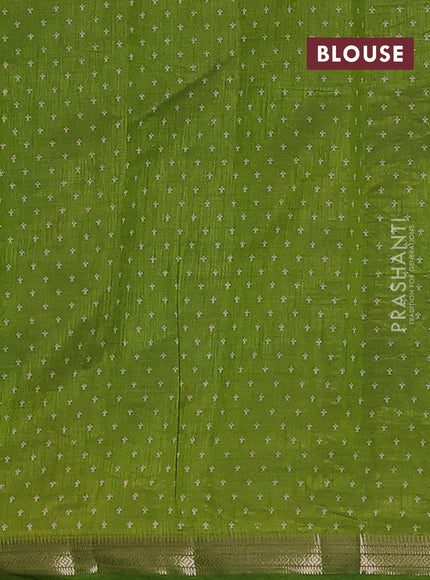 Semi raw silk saree light green with allover paisley butta prints and zari woven border
