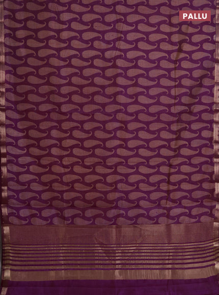 Semi raw silk saree wine shade with allover paisley butta prints and zari woven border